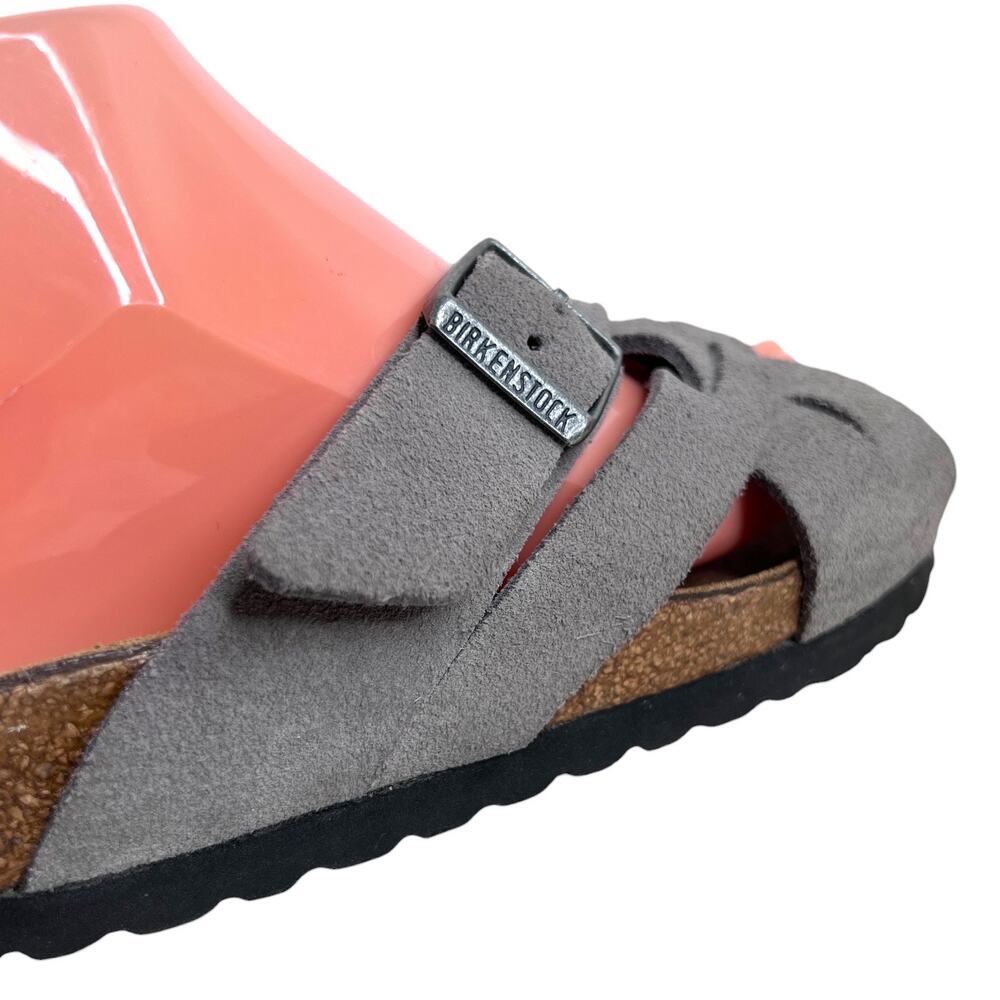 BIRKENSTOCK Lugano Soft Footbed Suede Leather Sandal in Gray Criss Cross W's 39 - Picture 7 of 12